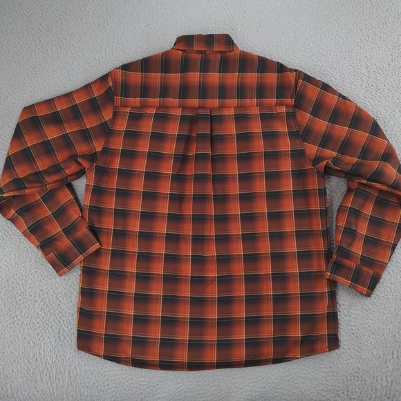 Dixxon Snap-on High Impact Jacket Mens 2XL Orange Black Plaid Sherpa Lined - Picture 2 of 16